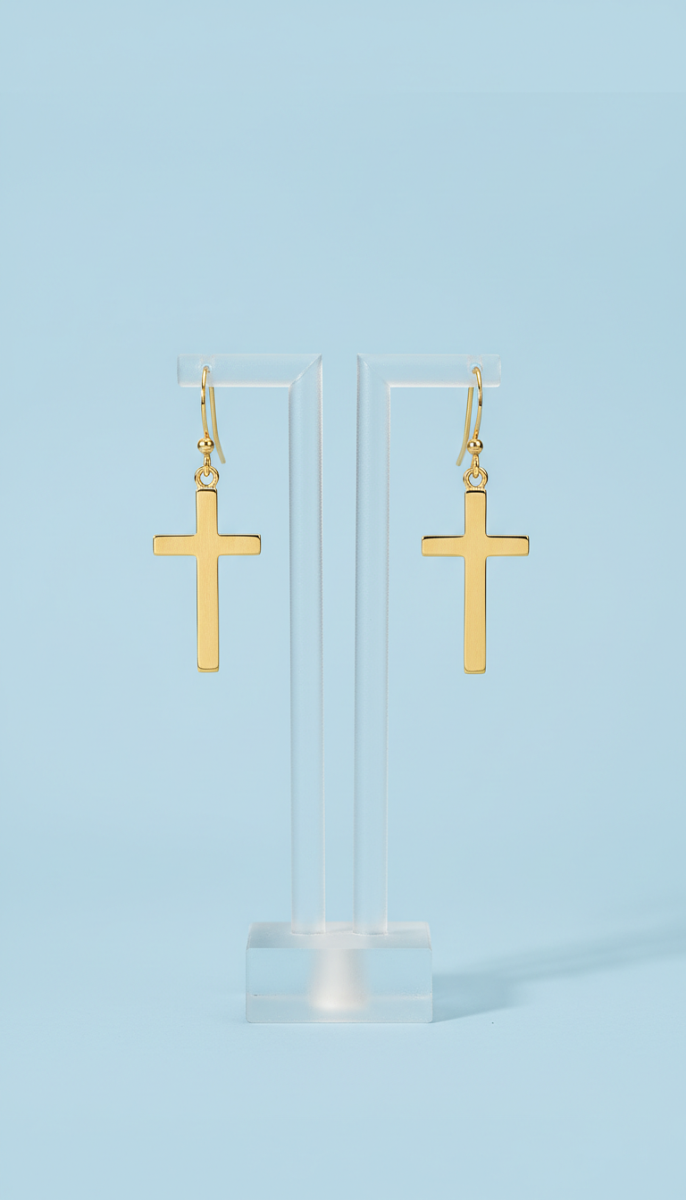Gold Vermeil Cross Hoops