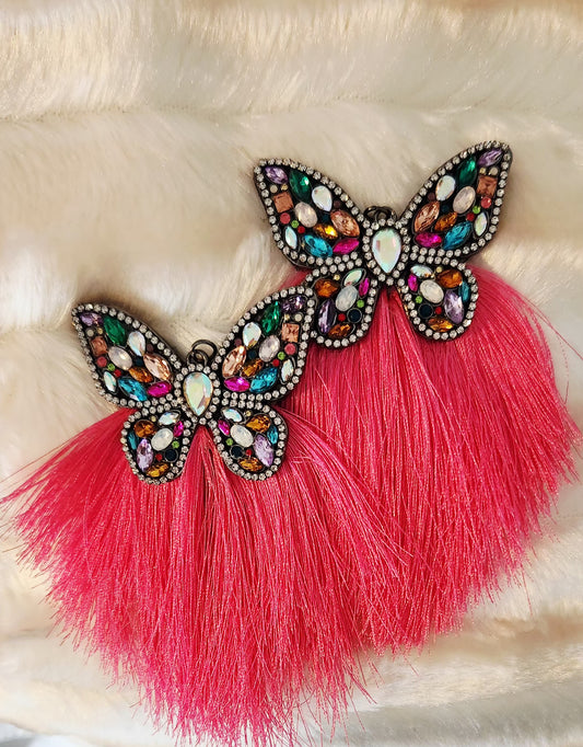 BUTTERFLY HOT PINK TASSEL